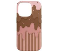 Drip and Sprinkle Striped Brown and Pink Melting Ice Cream Custodia per iPhone 14 Pro
