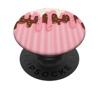 Drip and Sprinkle Striped Pastel Pink Melting Ice Cream PopSockets PopGrip Adesivo