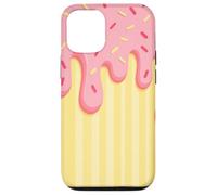 Drip and Sprinkle Striped Pink and Yellow Melting Ice Cream Custodia per iPhone 12/12 Pro