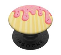 Drip and Sprinkle Striped Pink and Yellow Melting Ice Cream PopSockets PopGrip Adesivo