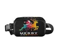 Drip Deer Natale Santa Moda Crossbody Bag Anti Theft Marsupio per Donne Uomini Impermeabile con Cinghia Regolabile per Allenamento Corsa Escursionismo para hombre de