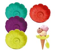 Drip -Ice Cream nel supporto dello stelo per bambini - Supporto in silicone da 7,5 cm con protezione dagli schizzi | 4 ciotole per dessert riutilizzabili a forma di ghiaccio | Snack Cup | Design