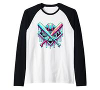 Drip mazza da baseball gocciolante giocatore di baseball ragazzo di baseball Maglia con Maniche Raglan