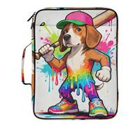 Drip Style Beagle Baseball Player Cartella File espandibile 7 tasche A4 formato lettera con chiusura a cerniera per documenti Cartella di file espandibile con etichette carpetas de