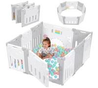 Dripex Box Bambini 113×113 cm, Recinto per Bambini Pieghevole, Box Neonato in Forma Adattabile, Recinto Neonato in Plastica, Grigio