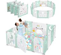 Dripex Box Bambini 150×150 cm, Recinto per Bambini Pieghevole, Box Neonato in Forma Adattabile, Recinto Neonato in Plastica, Verde
