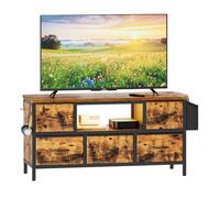 Dripex Mobile Porta TV Lowboard per Televisori fino a 43 Pollici con 5 Cassetti, Borsa di Conservazione e Ripiani Aperti con Illuminazione LED RGB, Stile Industriale, 100x35x50 CM