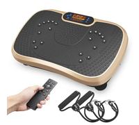 Dripex Piastra vibrante, dispositivo di allenamento 3D con 99 livelli di vibrazione, 5 programmi di allenamento, altoparlante Bluetooth, bande di allenamento (Oro)