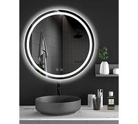Dripex Rotondo Specchio Bagno LED 50cm Specchio da Trucco con Luce Anti-Nebbia 3 Temperature Colore e Dimmerabile Specchio da Parete Moderno con Smart Touch IP44