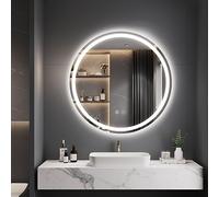 Dripex Rotondo Specchio da bagno con illuminazione 50cm Luce Specchio con altoparlante Bluetooth Anti-Nebbia Led Specchio Bagno con 3 Temperature Colore e Dimmerabile Smart Touch IP44