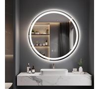 Dripex Rotondo Specchio da bagno con illuminazione 60cm Luce Specchio con altoparlante Bluetooth Anti-Nebbia Led Specchio Bagno con 3 Temperature Colore e Dimmerabile Smart Touch IP44