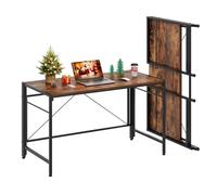 Dripex Scrivania pieghevole, grande scrivania per computer, pieghevole, tavolo in PC, 50 x 110 cm, salvaspazio, per casa, ufficio, studio (retro marrone)