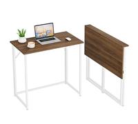 Dripex Scrivania Pieghevole, Scrivania per Casa e Ufficio, Tavolo da Studio Porta PC Stabile e Salvaspazio, 80 x 46 x 74 cm(Noce)