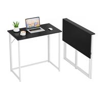 Dripex Scrivania Pieghevole, Scrivania per Casa e Ufficio, Tavolo da Studio Porta PC Stabile e Salvaspazio, 80 x 46 x 74 cm(Nero)