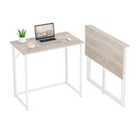 Dripex Scrivania Pieghevole, Scrivania per Casa e Ufficio, Tavolo da Studio Porta PC Stabile e Salvaspazio, 80 x 46 x 74 cm(Rovere)