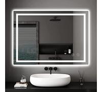 Dripex Specchio Bagno con Luce 50x70 cm, LED Specchio da Trucco Retroilluminato Temperatura di 3 Colore Regolabile,Specchio da Parete Moderno Anti-appannamento con Interruttore Touch IP44