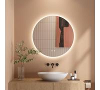 Dripex Specchio Bagno LED 60 cm Specchio Rotondo da Trucco con Luce Anti Nebbia 3 Temperature Colore e Dimmerabile HD Specchio da Parete Moderno con retroilluminato-IP44