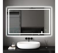 Dripex Specchio Bagno LED 60 x 100 cm Luce Specchio da Bagno con Anti-Nebbia Bianco Freddo 6400K Impermeabile,Smart Touch Retroilluminato Risparmio Energetico