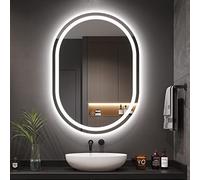 Dripex Specchio Bagno LED 60 x 80 cm Luce Specchio Ovale con Anti Nebbia 3 Temperature Colore, Dimmerabile, Funzione di memoria HD Specchio Moderno con retroilluminato-IP44