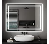 Dripex Specchio Bagno LED 60 x 80 cm Specchio da Bagno con Illuminazione Anti Appannamento con Smart Touch Button 6400K Risparmio Energetico Orizzontale/Verticale