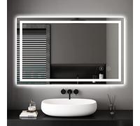 Dripex Specchio Bagno LED 60x100 cm, Specchio da Trucco con Luce Anti-Nebbia 3 Temperature Colore e Dimmerabile Specchio da Parete Moderno con Smart Touch IP44 Risparmio Energetico