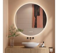 Dripex Specchio Bagno LED 80 cm - Rotondo Specchio da Trucco con Luce - Anti Nebbia - 3 Temperature Colore e Dimmerabile 3000K-6500K- HD Moderno Specchio da Parete con Funzione memoria-IP44