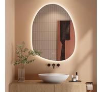 Dripex Specchio Bagno LED 90 x 68 cm Specchio Bagno Retroilluminato irregolare con Luce Anti Nebbia 3 Temperature Colore e Dimmerabile HD Specchio da Parete Moderno-IP44