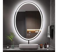 Dripex Specchio da bagno con illuminazione 60 x 80 cm Ovale Antifog Specchio Led con 3 Temperature Colore e Dimmerabile Luce Specchio Bagno
