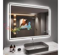 Dripex Specchio da bagno con illuminazione Specchio Led con altoparlante Bluetooth e Presa Luce Specchio Bagno con 3 Temperature Colore e Dimmerabile e Antifog (50 x 70 cm)
