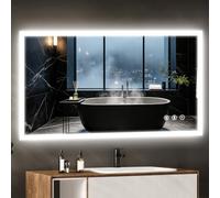 Dripex Specchio da bagno LED rotondo 60 x 60 cm, specchio da parete luminoso con interruttore tattile, 3 temperature di colore dimmerabili, vetro di sicurezza, IP44 [classe energetica E]