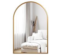 Dripex Specchio da parete Arco Dorato 60x90 cm con Metallo in alluminio, HD Bagno Specchio con Immagine Nitida per Trucco Decorativo Soggiorno - infrangibile (Oro)