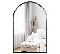 Dripex Specchio da Parete Arco 60 x 90 cm Con Cornice in Alluminio - Decorativo HD per Bagno/Spogliatoio/Soggiorno, Infrangibile (Nero)