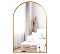 Dripex Specchio da parete Arco 90x60 cm con Metallo in alluminio, HD Bagno Specchi con Immagine Nitida per Trucco Decorativo Soggiorno - infrangibile (Oro)