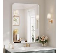 Dripex Specchio da parete Rettangolare, 55 x 75 cm HD Specchio con cornice in alluminio,Specchio cosmetico, infrangibile specchio decorativo per Bagno Spogliatoio Soggiorno (Bianco)
