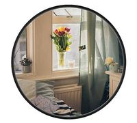 Dripex Specchio da Parete Rotondo 40 cm con Cornice in Alluminio, Moderno Specchio, HD Specchio per il trucco Ideale come oggetto decorativo in Bagno Spogliatoio Soggiorno (Nero)