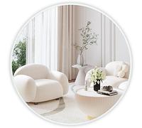 Dripex Specchio da Parete Rotondo 60 cm con Cornice in Alluminio, Moderno Specchio, HD Specchio per il trucco Ideale come oggetto decorativo in Bagno Spogliatoio Soggiorno (Bianco)