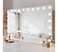 Dripex Specchio da Trucco con Luci a 20 Led 90x60cm Hollywood Bianco | sul Tavolo o a Parete, 3 Modalità di Luce, Regolazione della Luminosità, Lente d'Ingrandimento Rimovibile, Taglia Grande