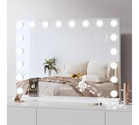 Dripex Specchio da Trucco con Luci con Bluetooth, 80x60cm Hollywood da Tavolo o da Parete con Lampadine a 18 Led Tre Colori di Luce e Funzione di Luminosità Regolabile, Bianco
