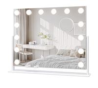 Dripex Specchio da Trucco con Luci Hollywood, 43Lx54l cm, Rotazione a 360°, 14 LED, 3 Modalità Luce, Regolazione Luminosità, Supporto per Telefono Rimovibile, Superficie Specchio: 40Lx50l cm