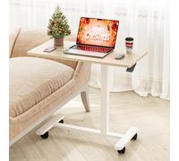 Dripex Tavolino da computer con ruote, regolabile in altezza, tavolo per computer portatile, in legno, comodino, camera da letto, soggiorno, tavolo da toelettatura per letto, tavolo da sopravvento su