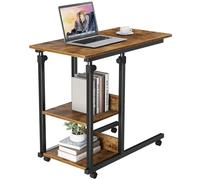 Dripex Tavolo con Rotelle, Tavolo d'Appoggio Mobile Regolabile in Altezza, Tavolo Multiuso con 4 Ruote e 3 Ripiani di Stoccaggio per Divano/Letto/Balcone-Retrò