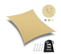 Dripex Tenda da Sole per Esterno, 4X6M Vela Ombreggiante, Tenda a Vela Rettangolare Protezione Anti Raggi UV e Impermeabile, Telo Parasole per Giardino, Terrazzo, Patio, Cortile e Prato (Sabbia)