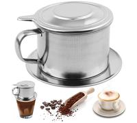 Dripper di caffè in acciaio inossidabile vietnamita Dripper in acciaio inossidabile comprende coperchio, vassoio, filtro, pentola per produttori vietnamiti con manico, produttore di gocciolamento len