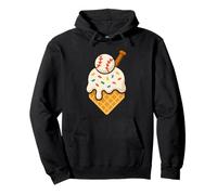 Dripping Ice Cream Baseball Home Plate Cute Sports Lover Felpa con Cappuccio
