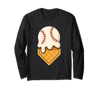 Dripping Ice Cream Baseball Home Plate Funny Sports Lover Maglia a Manica