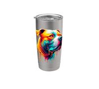Dripping Paint Art American Pit Bull Terrier Pittie Bicchiere termico in acciaio inox doppia parete