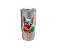 Dripping Paint Art Australian Cattle Dog Bicchiere termico in acciaio inox doppia parete