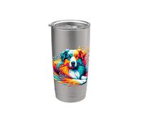 Dripping Paint Art Australian Shepherd Aussie Dog Bicchiere termico in acciaio inox doppia parete