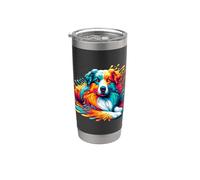Dripping Paint Art Australian Shepherd Aussie Dog Bicchiere termico in acciaio inox doppia parete