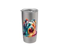 Dripping Paint Art Australian Silky Terrier Sydney Silky Bicchiere termico in acciaio inox doppia parete